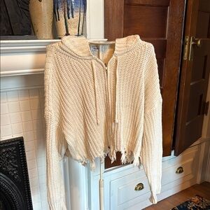 Cream Cowl‎ Neck Sweater with Chunky Knit